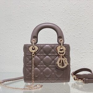 Dior Mauve Lady Dior Mini Tote with Gold Hardware